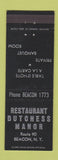Matchbook Cover - Restaurant Dutchess Manor Beacon NY low phone #
