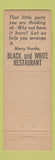 Matchbook Cover - Black and White Restaurant Ilion Gorge NY