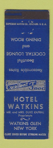 Matchbook Cover - Hotel Watkins Glen NY
