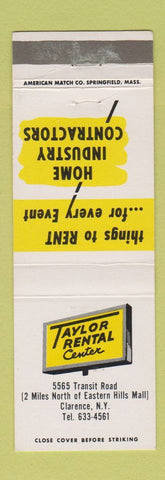 Matchbook Cover - Taylor Rental Center Clarence NY