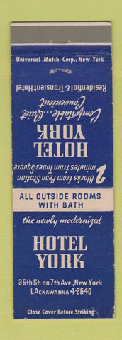 Matchbook Cover - Hotel York New York City WEAR