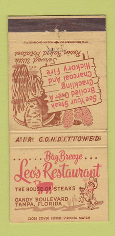 Matchbook Cover - Bay Breeze Leo's Restaurant Tampa FL WEAR 30 Strike