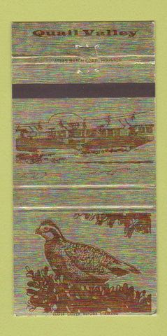 Matchbook Cover - Quail Valley Golf Club Missouri City? TX 30 Strike