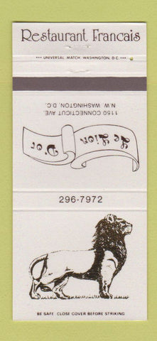 Matchbook Cover - Le Lion D'or Washington DC French Restaurant 30 Strike