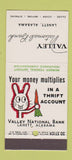 Matchbook Cover - Valley National Bank Lanett AL 30 Stick