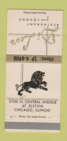 Matchbook Cover - Di Leo's Restaurant Chicago IL Lion 30 Strike