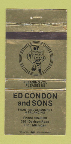 Matchbook Cover - Ed Condos and Sons Alignment Flint MI WORN 30 Strike