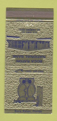 Matchbook Cover - Boca Raton National Bank FL owl 30 Strike