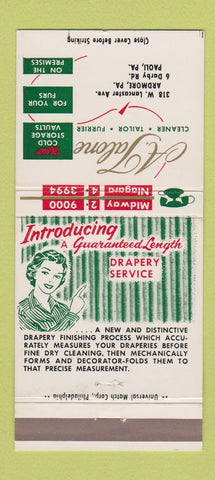 Matchbook Cover - A Talone Cleaner Tailor Furrier Paoli Ardmore PA 30 Strike