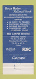 Matchbook Cover - Boca Raton National Bank FL owl 30 Strike