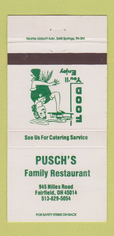 Matchbook Cover - Pusch's Family Restaurant Fairfield OH 30 Strike