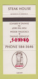 Matchbook Cover - Greko's Steak House 30 Strike