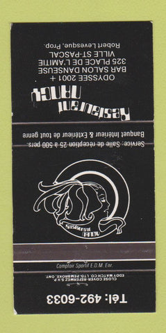 Matchbook Cover - Restaurant Nancy Ville St Pascal QC 30 Strike