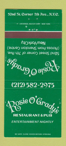Matchbook Cover - Rosie O'Grady's Restaurant New York City 30 Strike
