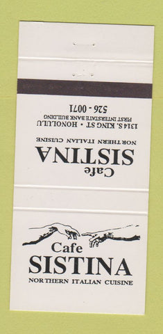 Matchbook Cover - Cafe Sistina Italian Honlulu Hawaii 30 Strike