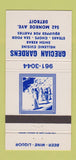 Matchbook Cover - Grecian Gardens Restaurant Detroit MI 30 Strike