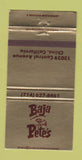 Matchbook Cover - Baja Pete's Chino CA Mexican Restaurant 30 Strike
