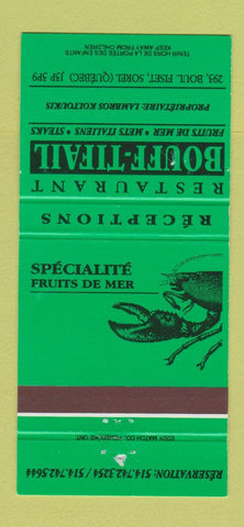 Matchbook Cover - Restaurant Bouff Tifail Sorel QC 30 Strike