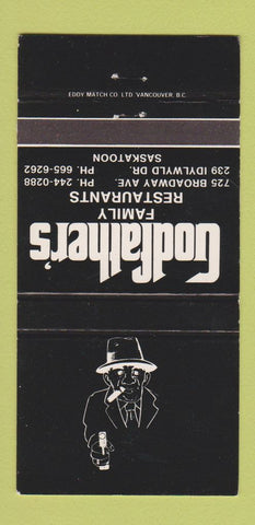 Matchbook Cover - Godfather's Restaurants Saskatoon SK 30 Strike