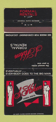 Matchbook Cover - S Hiken Men's Clothes Formal WEAR 30 Strike