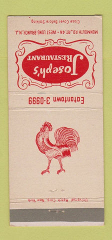 Matchbook Cover - Joseph's Restaurant West Long Branch NJ  30 Strike