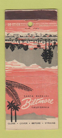 Matchbook Cover - Biltmore Hotel Santa Barbara CA WORN 30 Stick