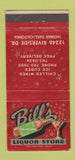 Matchbook Cover - Bill's Liquor Store Sherman Oaks CA 30 Strike