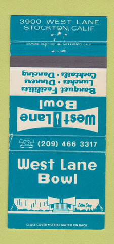 Matchbook Cover - West Lane Bowling Stockton CA WEAR 30 Strike