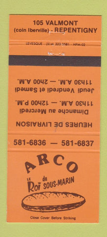 Matchbook Cover - Arco Sandwiches Repentigny QC 30 Strike