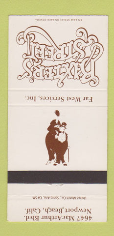 Matchbook Cover - Baxter's Street Newport Beach CA 30 Strike