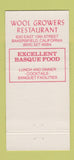 Matchbook Cover - Wool Growers Restaurant Bakersfield CA 30 Strike