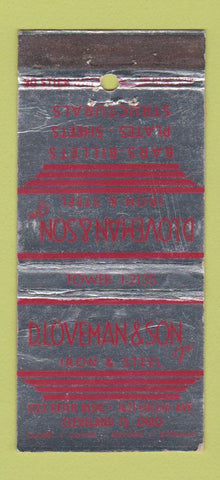Matchbook Cover - D Loveman & Son Steel Iron Cleveland OH WORN 30 Stick