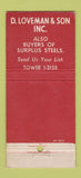 Matchbook Cover - D Loveman & Son Steel Iron Cleveland OH WORN 30 Stick