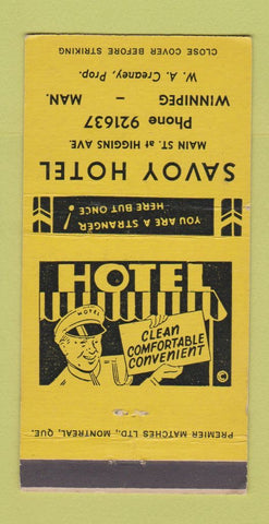 Matchbook Cover - Savoy Hotel Winnipeg MB WEAR 30 Strike