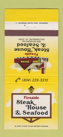 Matchbook Cover - Fireside Steak House Williamsburg VA 30 Strike