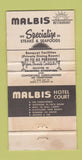 Matchbook Cover - Malbis Restaurant  Mobile? AL WORN 30 Strike