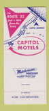 Matchbook Cover - Capitol Motels Harrisburg PA 30 Strike