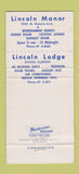 Matchbook Cover - Lincoln Manor Lincoln Lodge Dixon IL WEAR 30 Strike