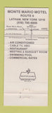 Matchbook Cover - Monte Mario Motel Latham NY 30 Strike