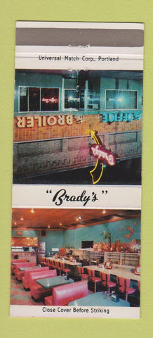 Matchbook Cover - Brady's Broiler Restaurant Klamath Falls OR 30 Strike