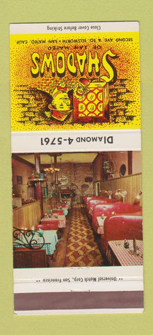 Matchbook Cover - Shadows Restaurant San Mateo CA 30 Strike