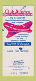 Matchbook Cover - Club Allegro New Orleans LA 30 Strike
