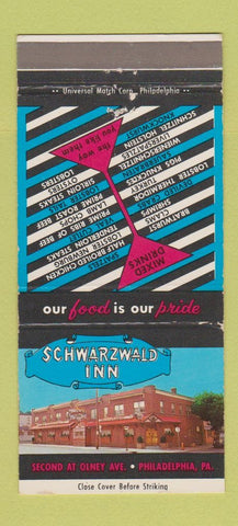 Matchbook Cover - Schwarzwald Inn Philadelphia PA WEAR 30 Strike