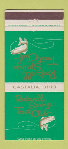 Matchbook Cover - Rockwell Springs Trout Club Castalia OH 30 Strike