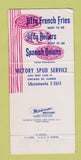 Matchbook Cover - Victory Spud Service French Fries Chicago IL 30 Strike