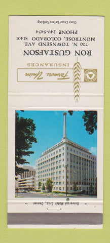 Matchbook Cover - Farmers Union Insurance Gustafson Montrose Colorado 30 Strike