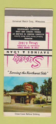 Matchbook Cover - Surety Savings and Loan Milwaukee WI 30 Strike