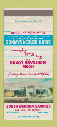 Matchbook Cover - South Bergen Savings Wood Ridge NJ 30 Strike