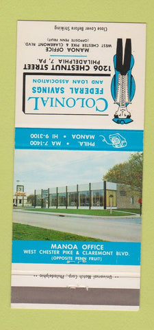 Matchbook Cover - Colonial Federal Savings Philadelphia PA 30 Strike