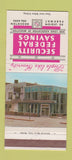 Matchbook Cover - Security Federal Savings Brockton MA 30 Strike